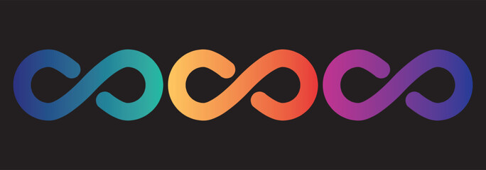 Infinity shape icon set endless vector illustration