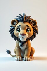 there is a small toy of a lion sitting on a white surface