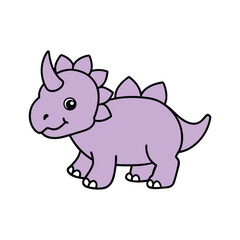 Obraz premium Cute Cartoon Triceratops Dinosaur Illustration – Adorable Kawaii Style Vector