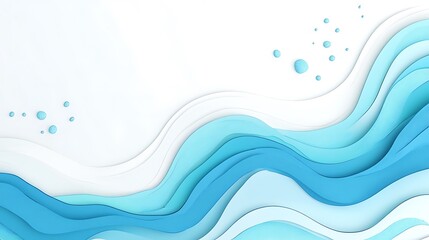 Blue waves, paper art, white background