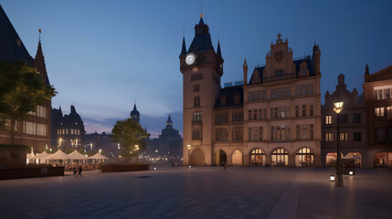 Obraz premium City Square at Dusk