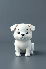 a close up of a white dog figurine sitting on a table