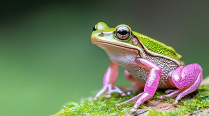 Obraz premium Pink-toe Tree Frog on Moss, Rainforest, Close-up