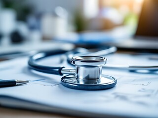 Stethoscope on Medical Chart with Pen