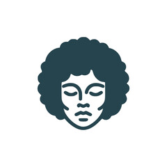 man with afro hair profile avatar logo vector illustration template design