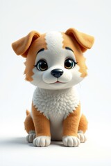 there is a small stuffed dog sitting on a white surface