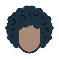 black man with afro hair profile avatar flat color vector illustration template design