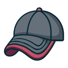 black cap hat accessories fashion lifestyle flat color vector illustration template design