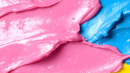 Fototapeta premium Pink and blue paint swirls, abstract background