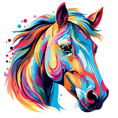 Colorful horse pop art vector illustration