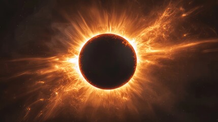 Stunning Solar Eclipse from Space with Fiery Corona Effect
