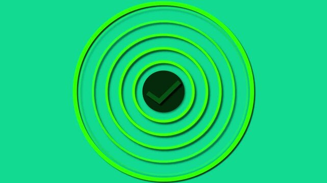 Animated green concentric circles with checkmark vector