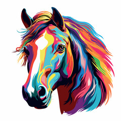 Colorful horse pop art vector illustration