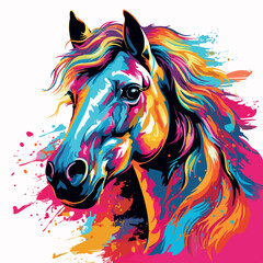 Colorful horse pop art vector illustration