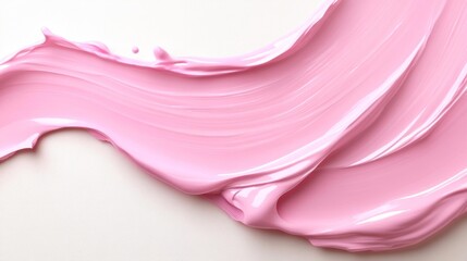 Swirling Light Pink Paint Texture with Glossy Finish on White Surface. Generative AI