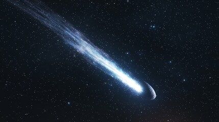 Captivating Comet with Dual Tail Illuminating Starry Night Sky