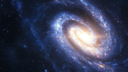 Spiral Galaxy with Swirling Arms and Bright Center in Space