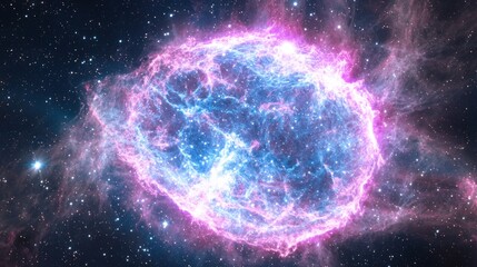 Ethereal Ghostly Supernova Expansion with Colorful Nebula Ring