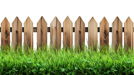 Fototapeta premium Wooden Fence with Lush Green Grass