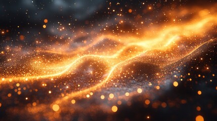 Golden Light Burst Abstract Minimalist Art Dynamic Lines Particles Texture