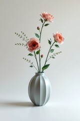 Fototapeta premium there is a vase with pink flowers in it on a white surface