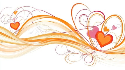 Colorful Abstract Design with Hearts and Swirls for Romantic Theme