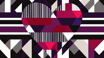 Obraz premium Abstract Heart Shape in Geometric Pattern with Bold Colors