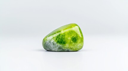 Beautiful green jade stone on a white background isolated in the studio with soft lighting. Generative AI