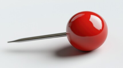 Hyper-Realistic Red Push Pin with Dramatic Lighting on White Background