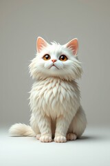 there is a white cat with yellow eyes sitting on a white surface