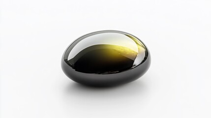 Black glossy stone on white background isolated. Generative AI