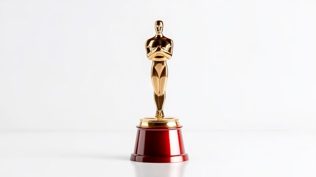 Golden Oscar Statue Award Isolated on White Background. Generative AI
