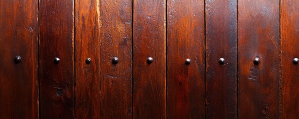 Fototapeta premium Dark wood planks, studded, background texture, rustic design, interior