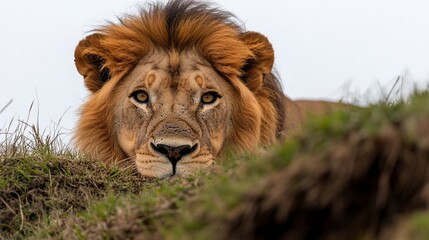 Obraz premium Majestic African Lion in the Grassland