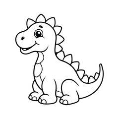 Adorable Baby Dinosaur Line Art Vector Illustration – Cute Cartoon Dinosaur Outline for Kids and Digital Art