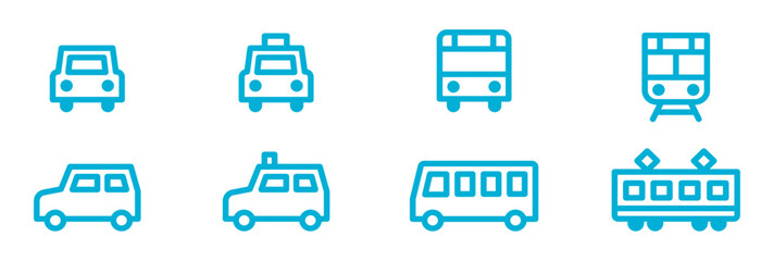 車・バス・電車の乗り物・交通手段のアイコンセット2