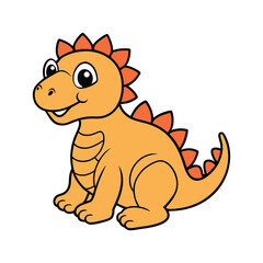 Adorable Cartoon Baby Dinosaur Vector Illustration – Cute Orange Stegosaurus Clipart for Kids and Digital Art