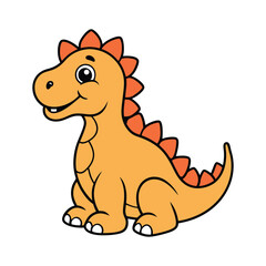 Adorable Cartoon Baby Dinosaur Vector Illustration – Cute Orange Stegosaurus Clipart for Kids and Digital Art