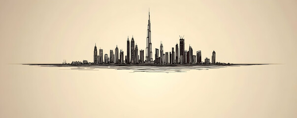 Naklejka premium Dubai skyline sketch, city design