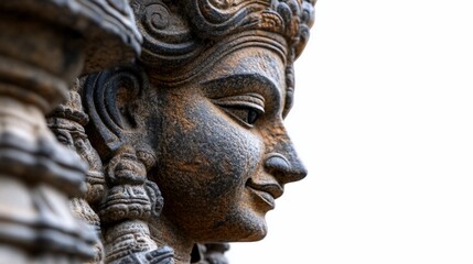 Fototapeta premium Ancient Stone Carving: A Profile of Serenity