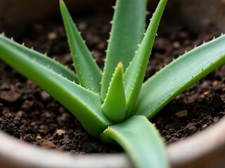 Aloe Vera Plant in Pot with Soil