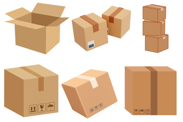 set of cardboard boxes