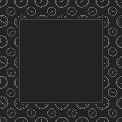 clock icon frame. doodle clock icon square frame. hand drawn clock icon frame background. clock icon background