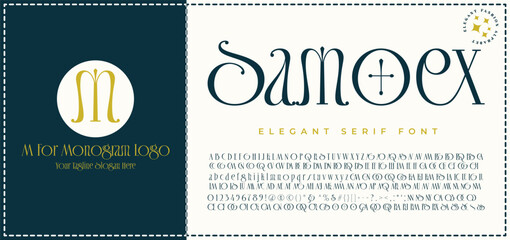 Samoex Elegant, Fashion, Serif, Stylish Display Bold Font alphabet 