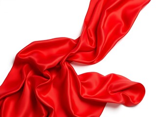 red satin silk draped on white background