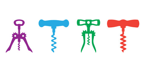 Professional Corkscrew Icons Silhouette Vector Illustration