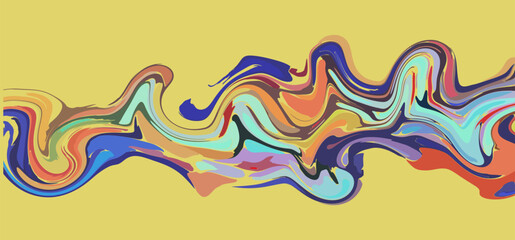 Colorful minimalist psychedelic background with empty area for text, wavy colorful vibratory background