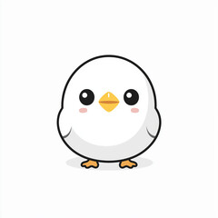 A cute and charming vector illustration of a baby chick with big eyes, fluffy yellow feathers, and a sweet expression, perfect for spring or animal-themed designs