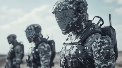 Futuristic Camouflage Uniforms with Advanced Technology in Action