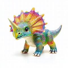 Fototapeta premium Colorful Triceratops Toy Figurine with Rainbow Patterns and Playful Design for Children